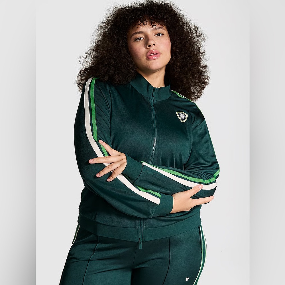 PINK Victoria’s Secret Deep Forest Green Full Zip Jacket
